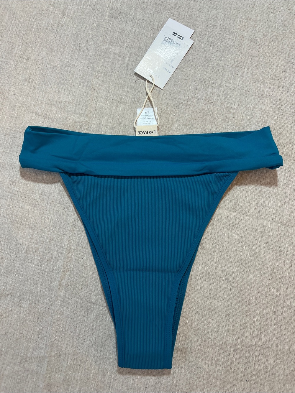 l*space Lola Bikini Bottom Bitsy in Mediterranean Teal Blue. Size S. NWT.